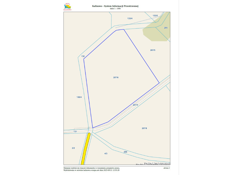 Kalinowo, powiat ełcki, działki: 207/5, 207/6 pow. 1,7523 ha