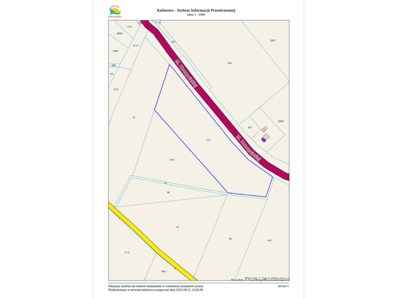 Krzyżewo (powiat ełcki), działki o nr geod.:  32, 33/1,  pow. 11,4334 ha